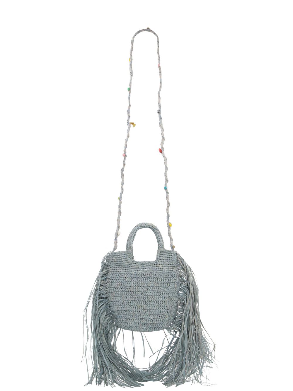 MADE FOR A WOMAN Kifafa raffia tote bag - Blauw