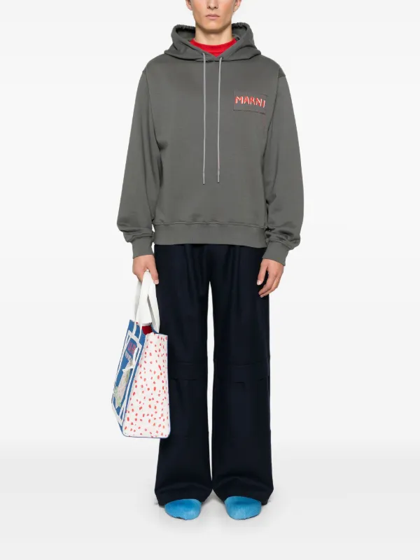 Marni logo-patch Hoodie | Grey | FARFETCH