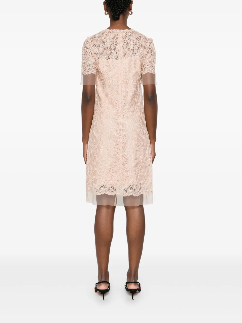 Shop Ermanno Scervino Lace Midi Dress In Neutrals