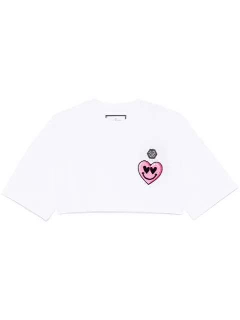 Philipp Plein patch-detail cropped T-shirt 