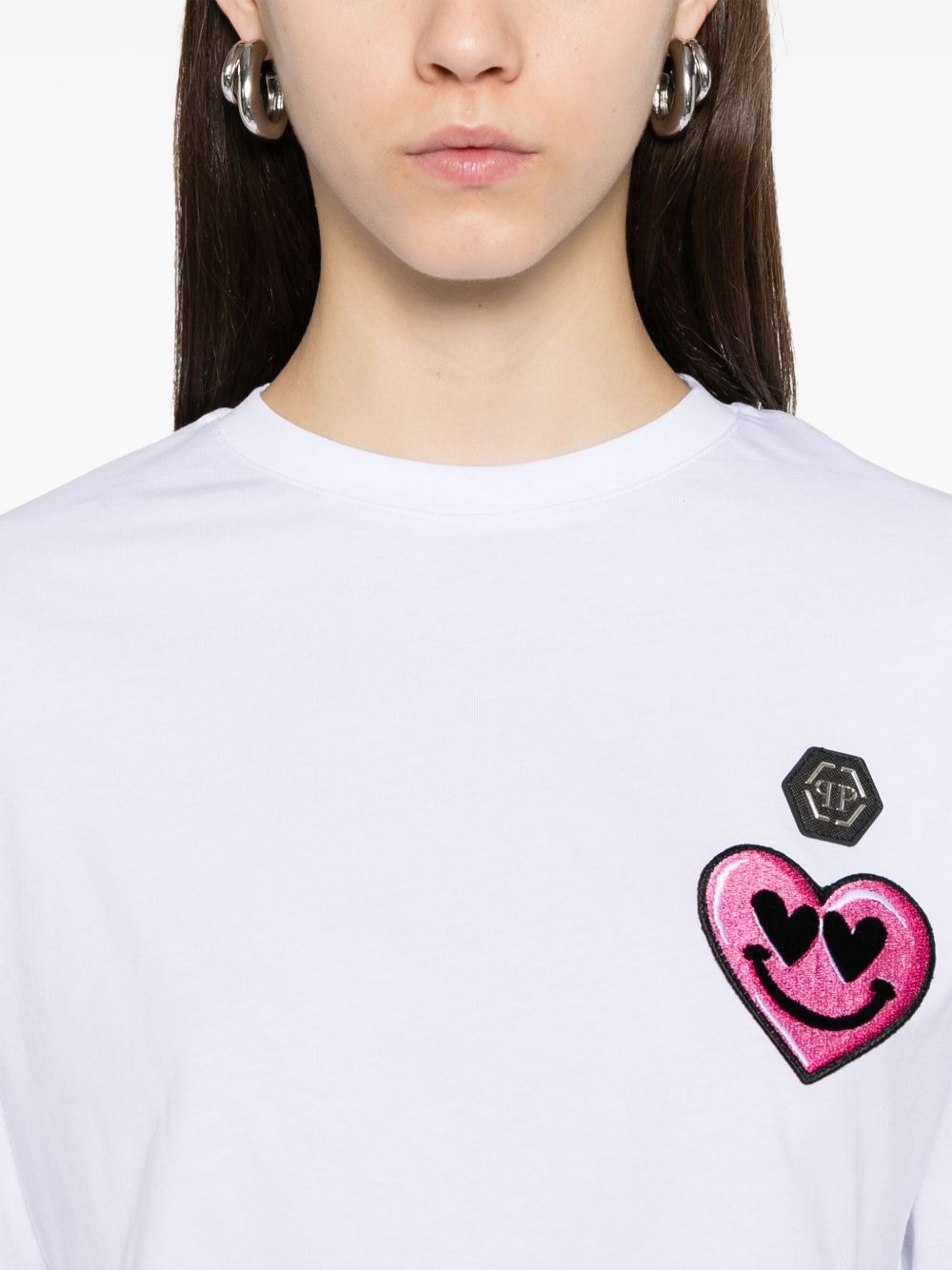 PHILIPP PLEIN PATCH-DETAIL CROPPED T-SHIRT