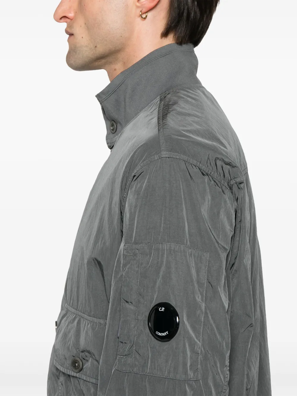 Shop C.p. Company Chrome-r Button Jacket In Grey