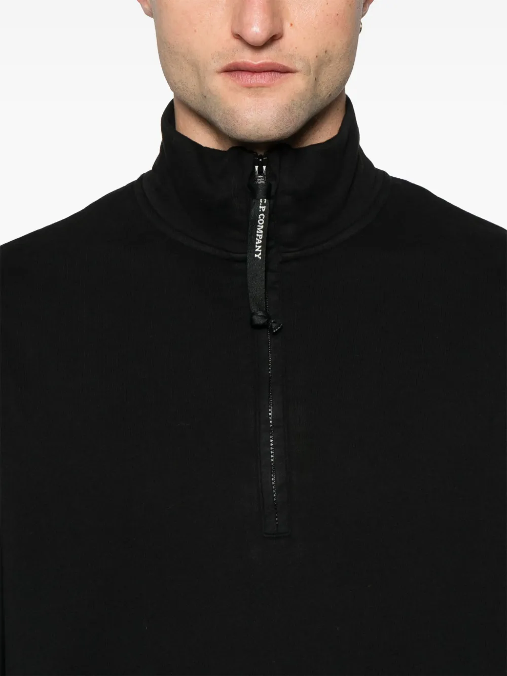 C.P. Company Fleece sweater met diagonale print Zwart
