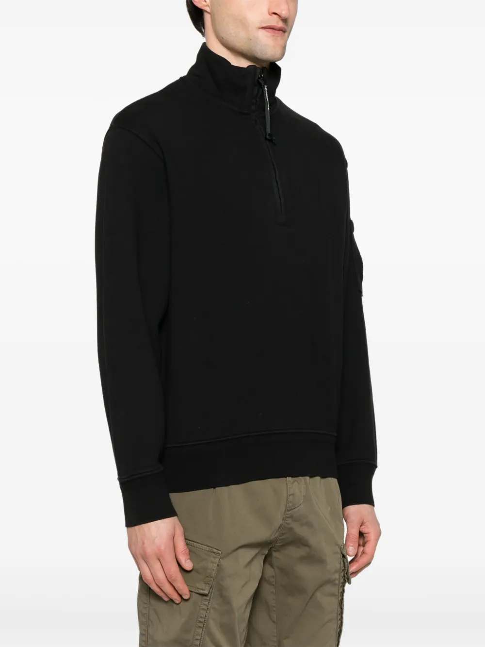 C.P. Company Fleece sweater met diagonale print Zwart