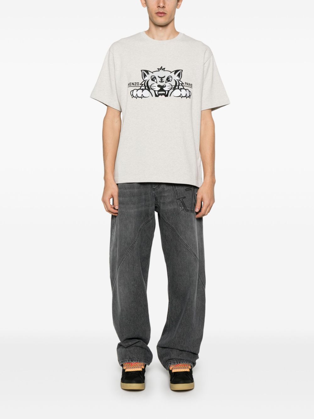 Kenzo Happy Tiger-embroidered T-shirt - Grijs