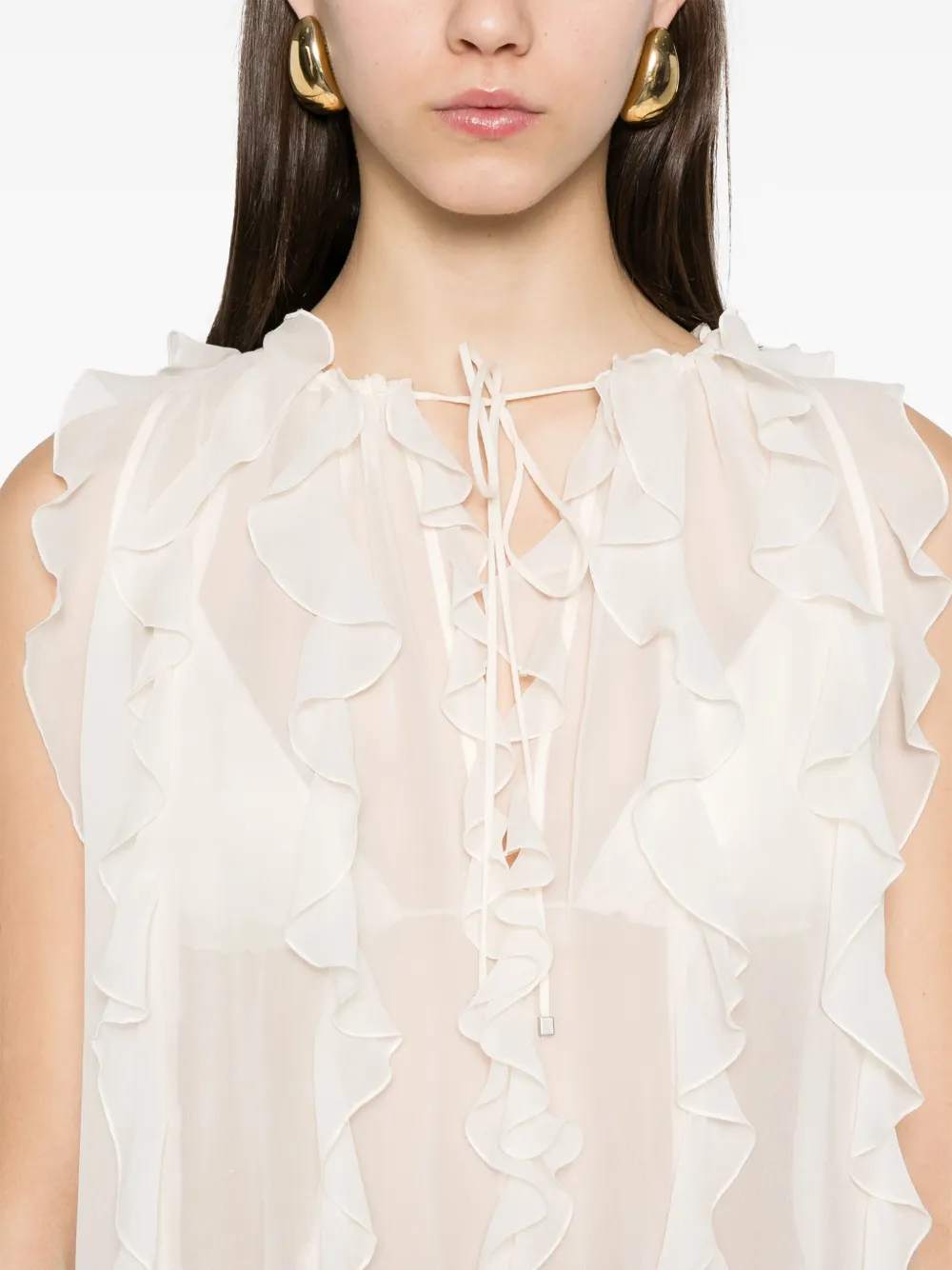 Blumarine Tanktop met ruches Beige