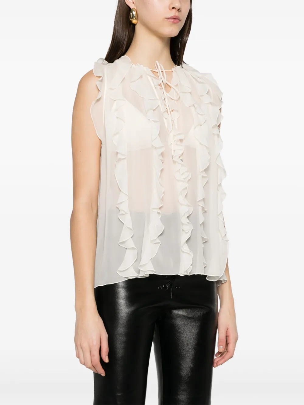 Blumarine Tanktop met ruches Beige