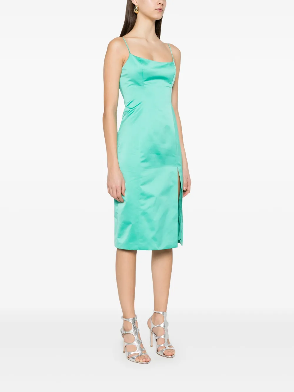Blumarine Satijnen midi-jurk Groen