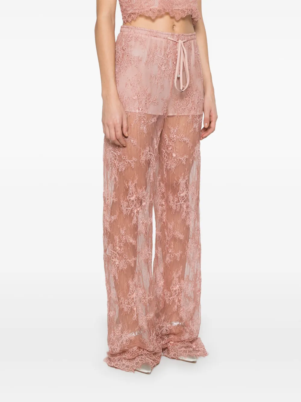 Blumarine Broek met kant Roze