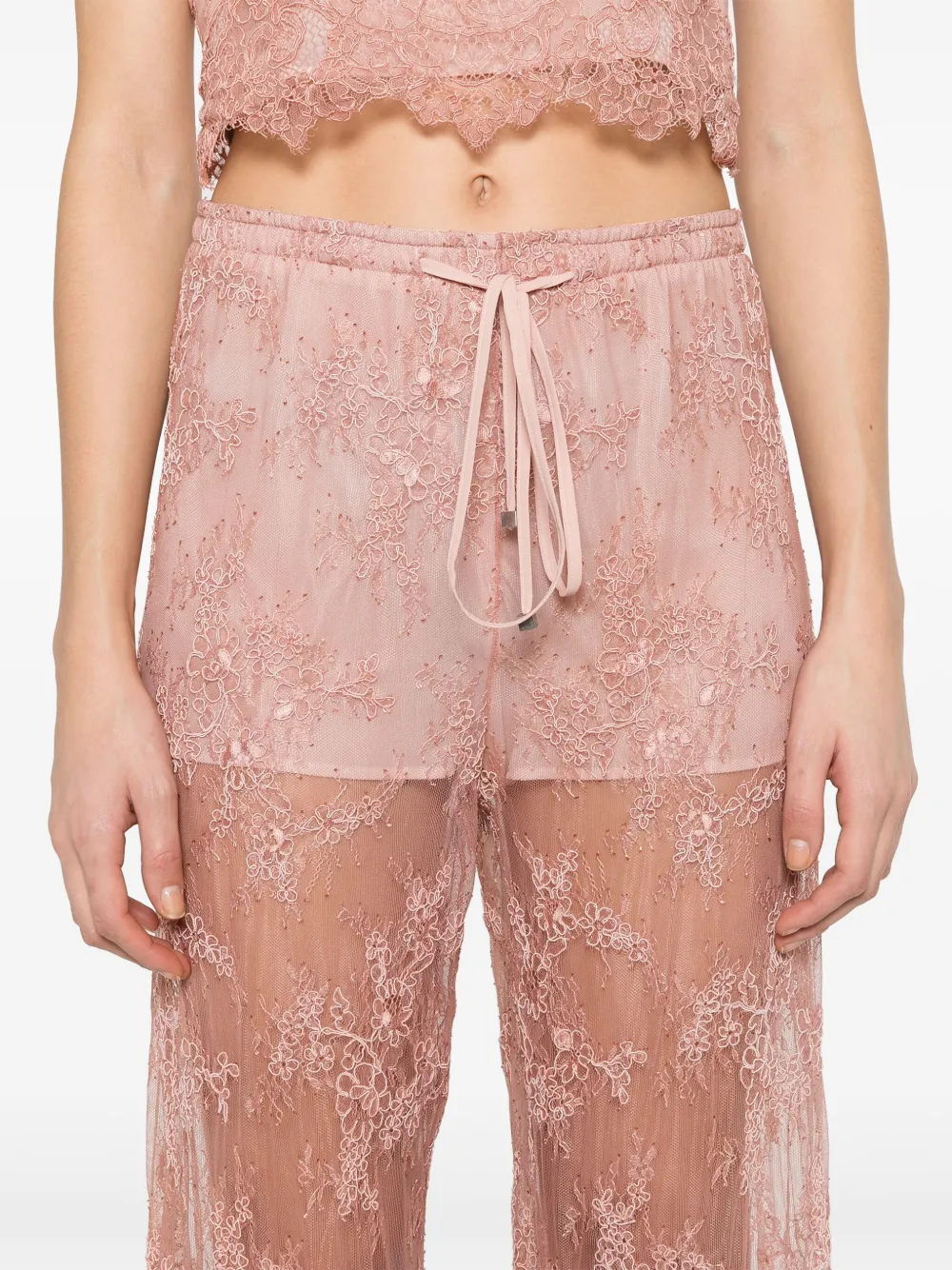 Blumarine Broek met kant Roze