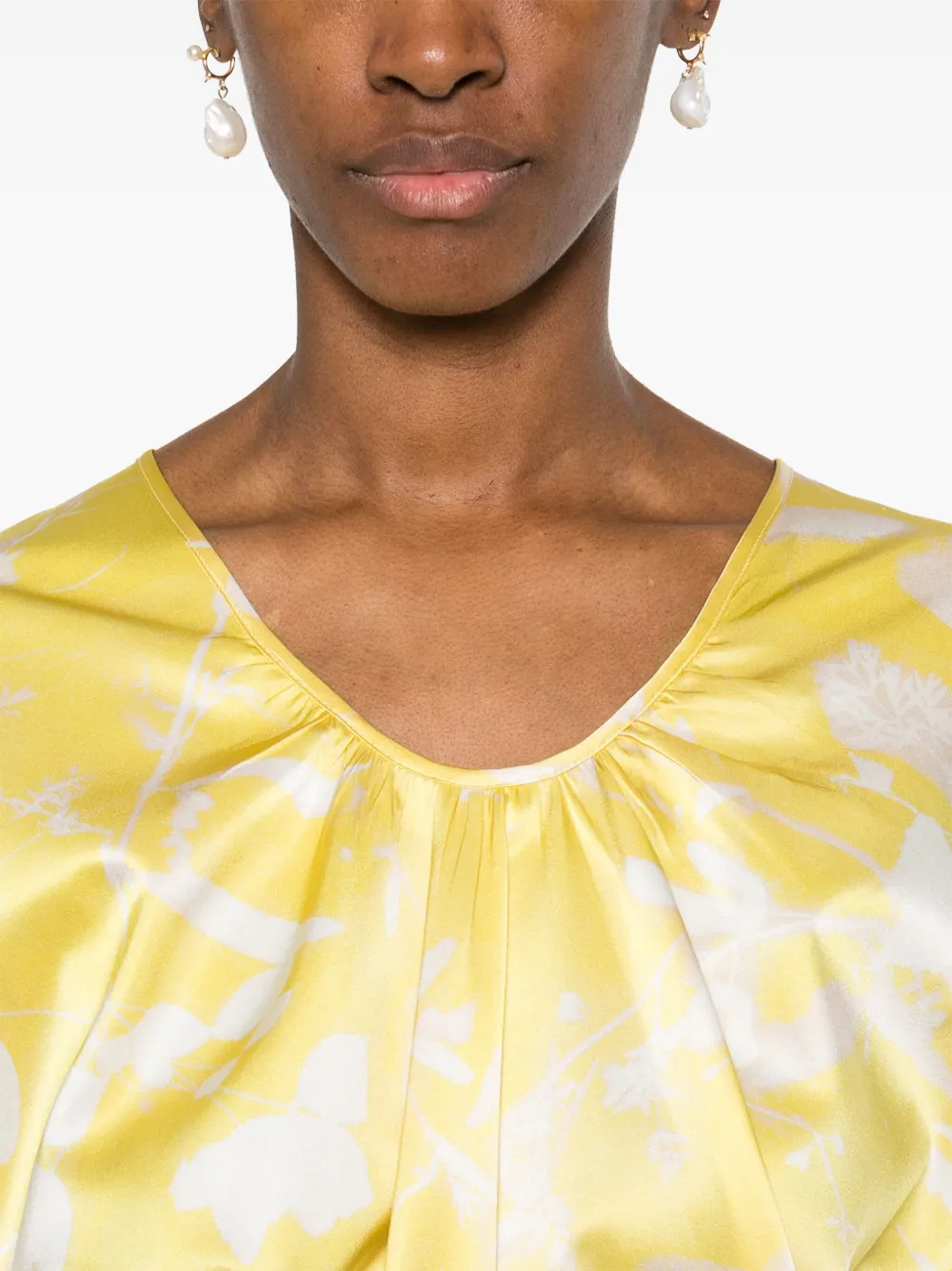 Shop Fabiana Filippi Tilia-print Midi Dress In Yellow