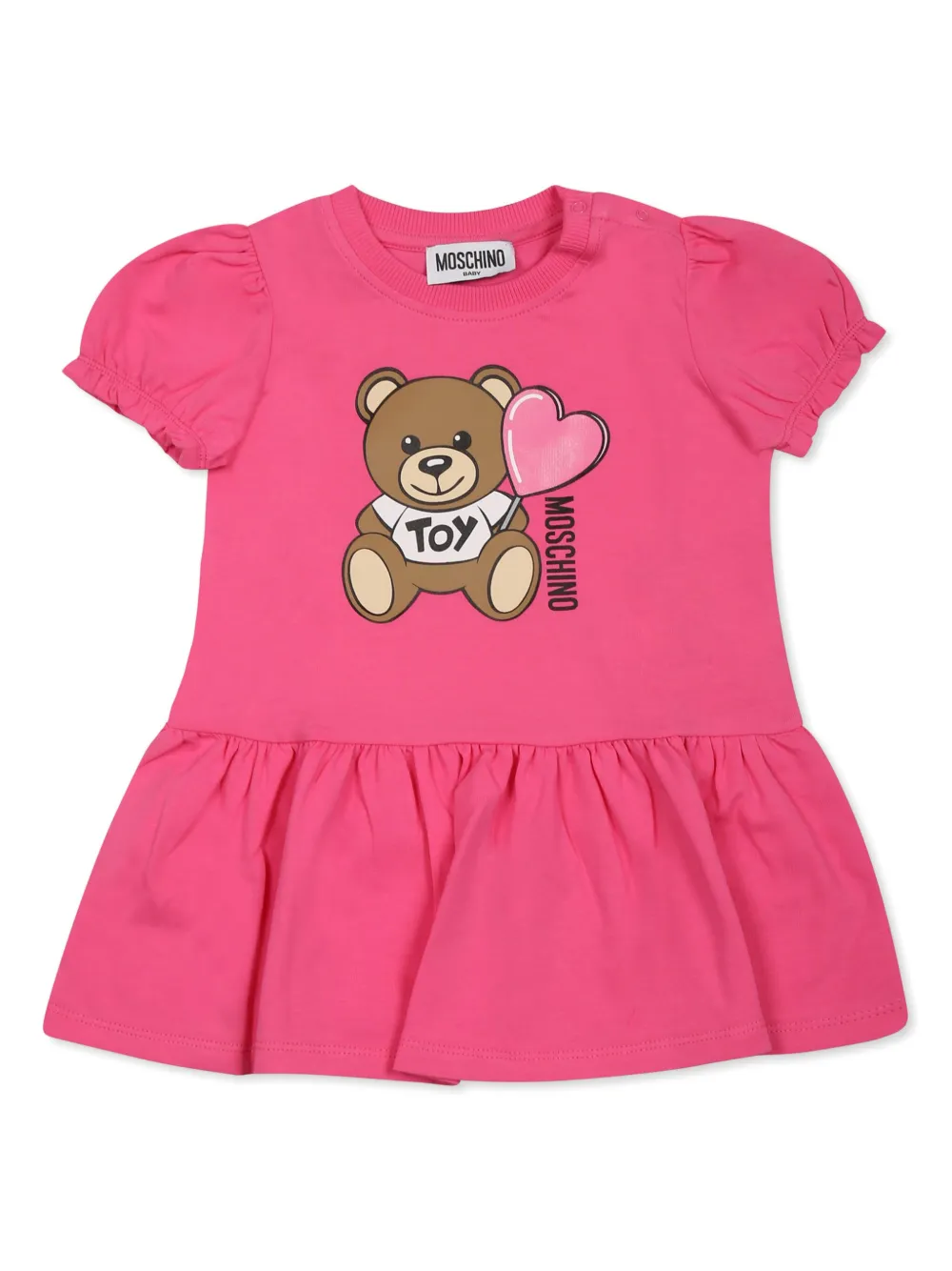 Moschino Kids Mini-jurk met teddybeerprint Roze