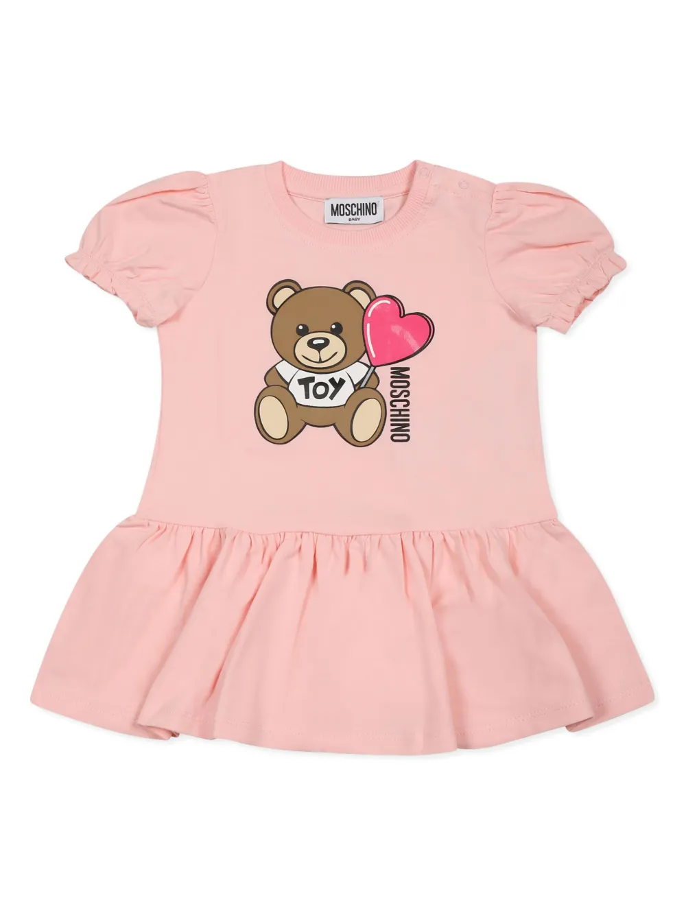 Moschino Kids Mini-jurk met teddybeerprint Roze