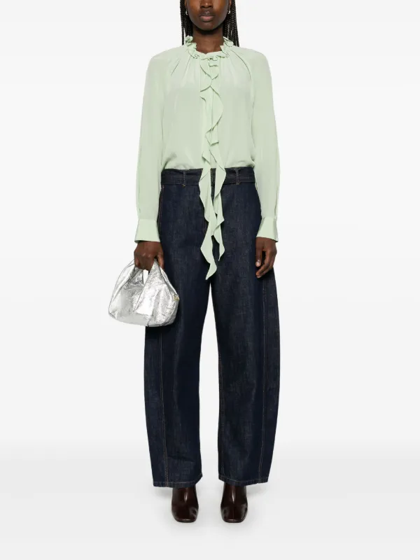 Victoria Beckham Ruffled Shirt | Green | FARFETCH