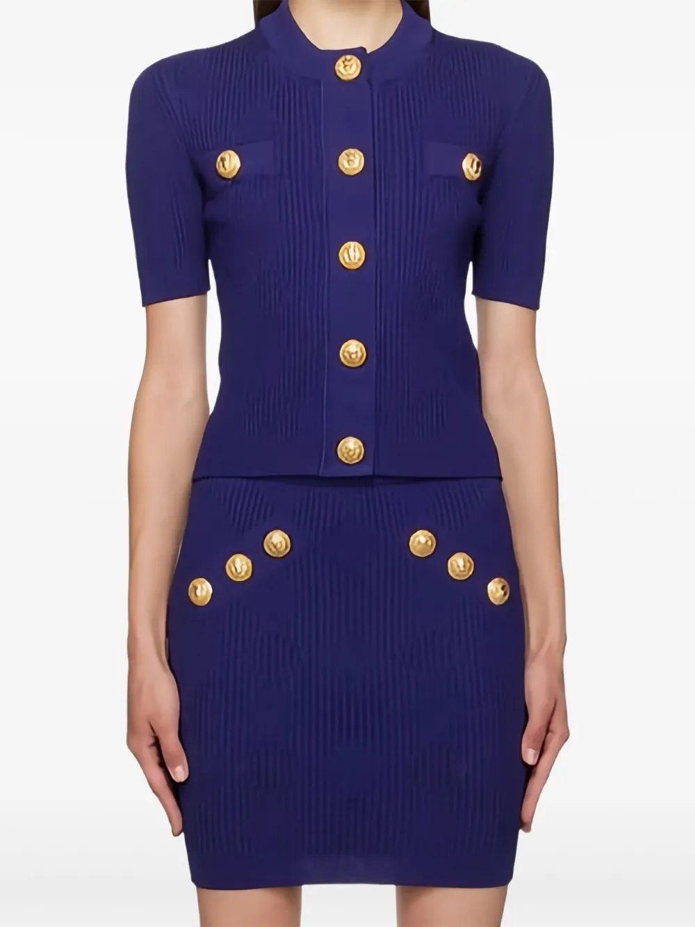 Balmain Gestricktes Oberteil mit Knöpfen - Blau