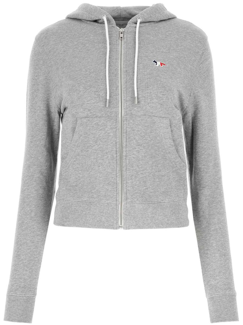 Maison Kitsuné logo appliqué cotton hoodie - Grey