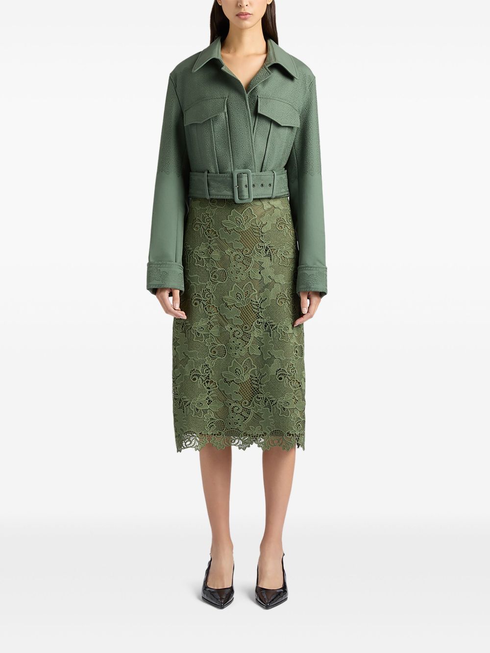 Ports 1961 Chantilly-lace skirt - Groen