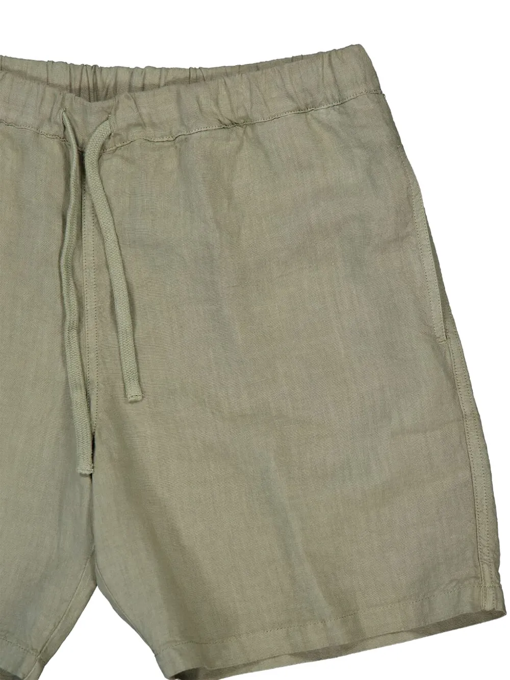 120% Lino Elasticated-waist Linen Deck Shorts In Green