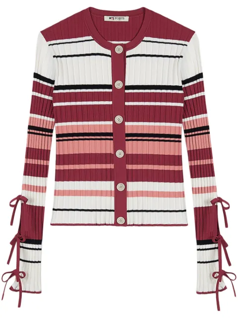 Ports 1961 striped bow-detailing cardigan