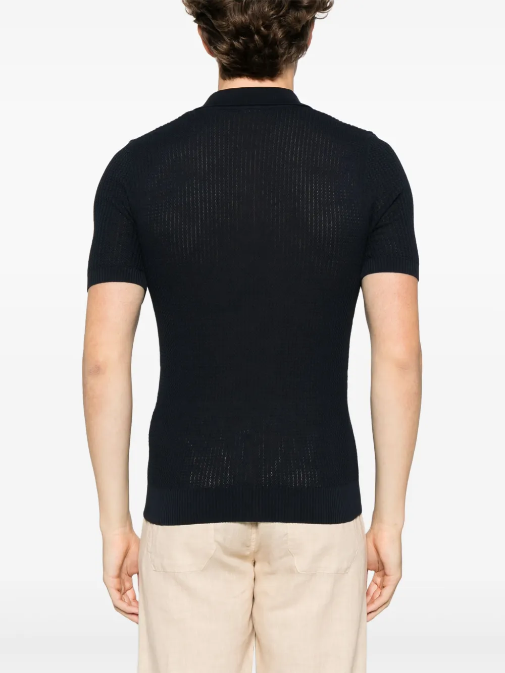 ELEVENTY RIBBED-KNIT POLO SHIRT