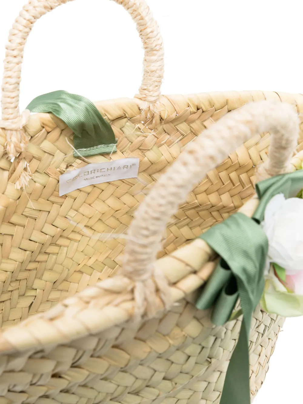 Colorichiari Shopper met bloemapplicatie Beige