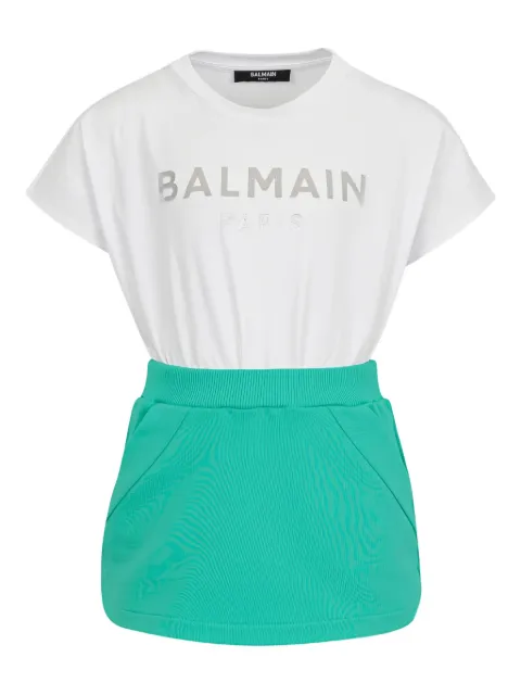 Balmain Kids logo-print panelled mini dress