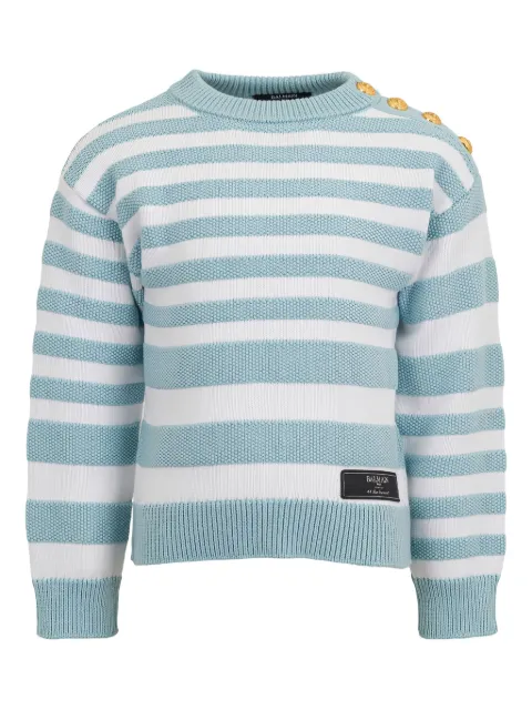 Balmain Kids striped button-detailed sweater