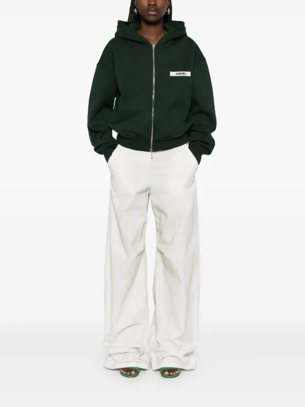 Jacquemus The Gros Grain Zipped Hoodie | Green | FARFETCH CA