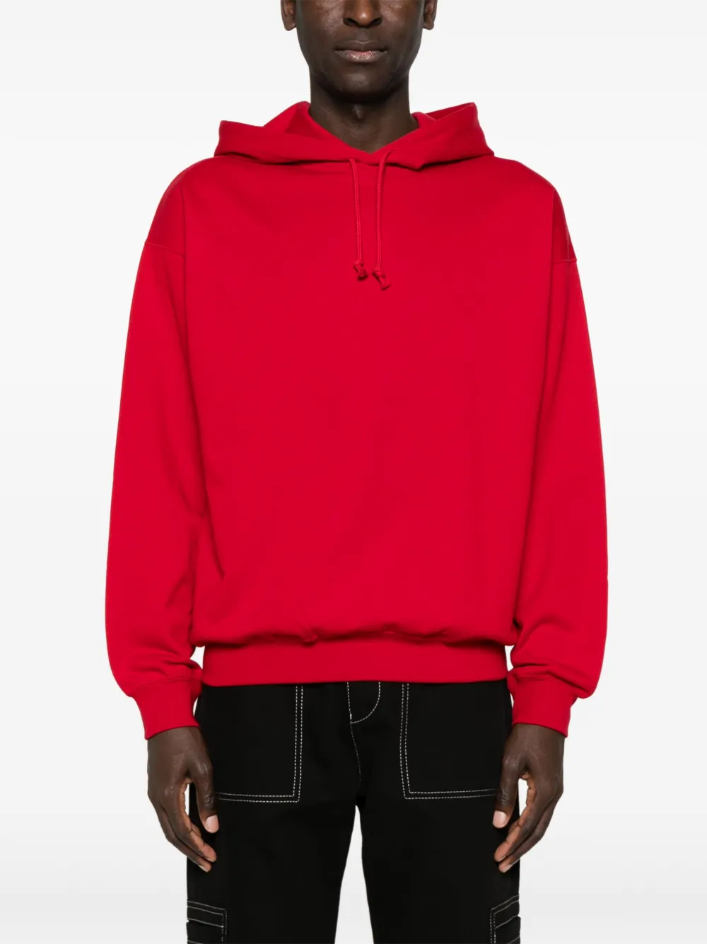 Y-3 Graphic Printed Drawstring Hoodie In Red