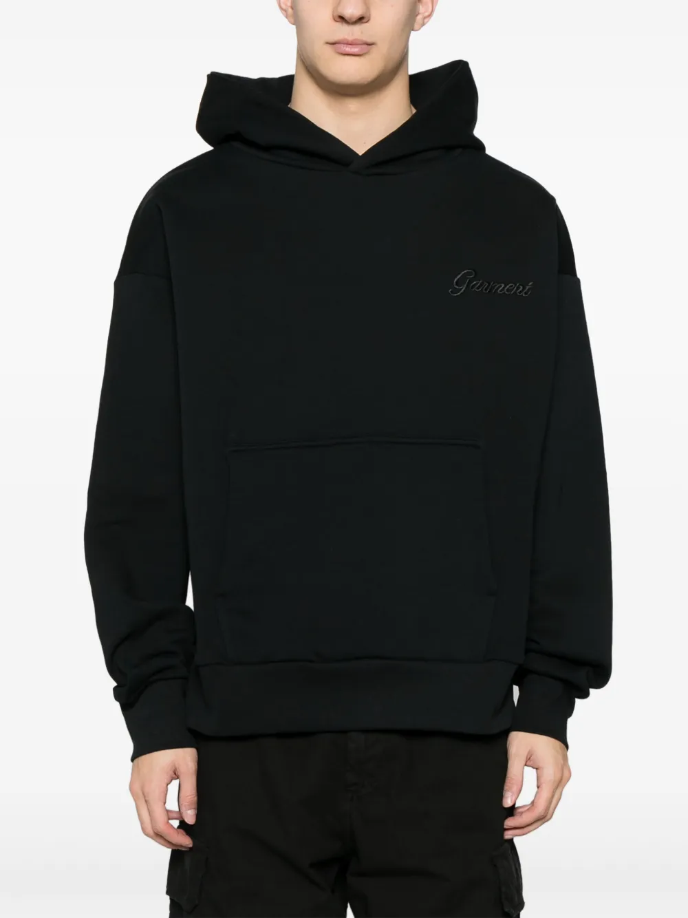 Garment workshop Hoodie met geborduurd logo Zwart