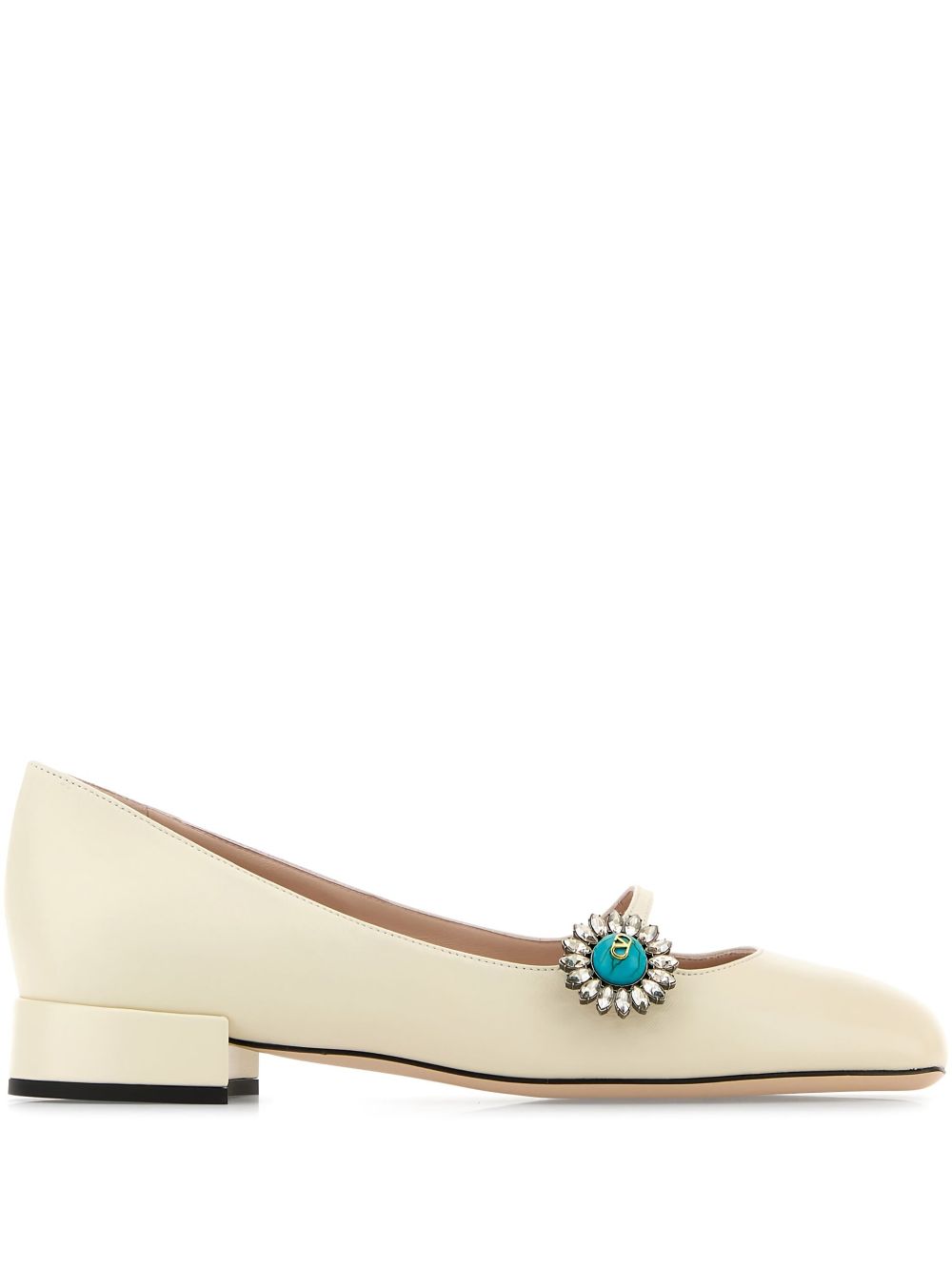 Valentino Garavani jewelled ballerina shoes - Neutrals