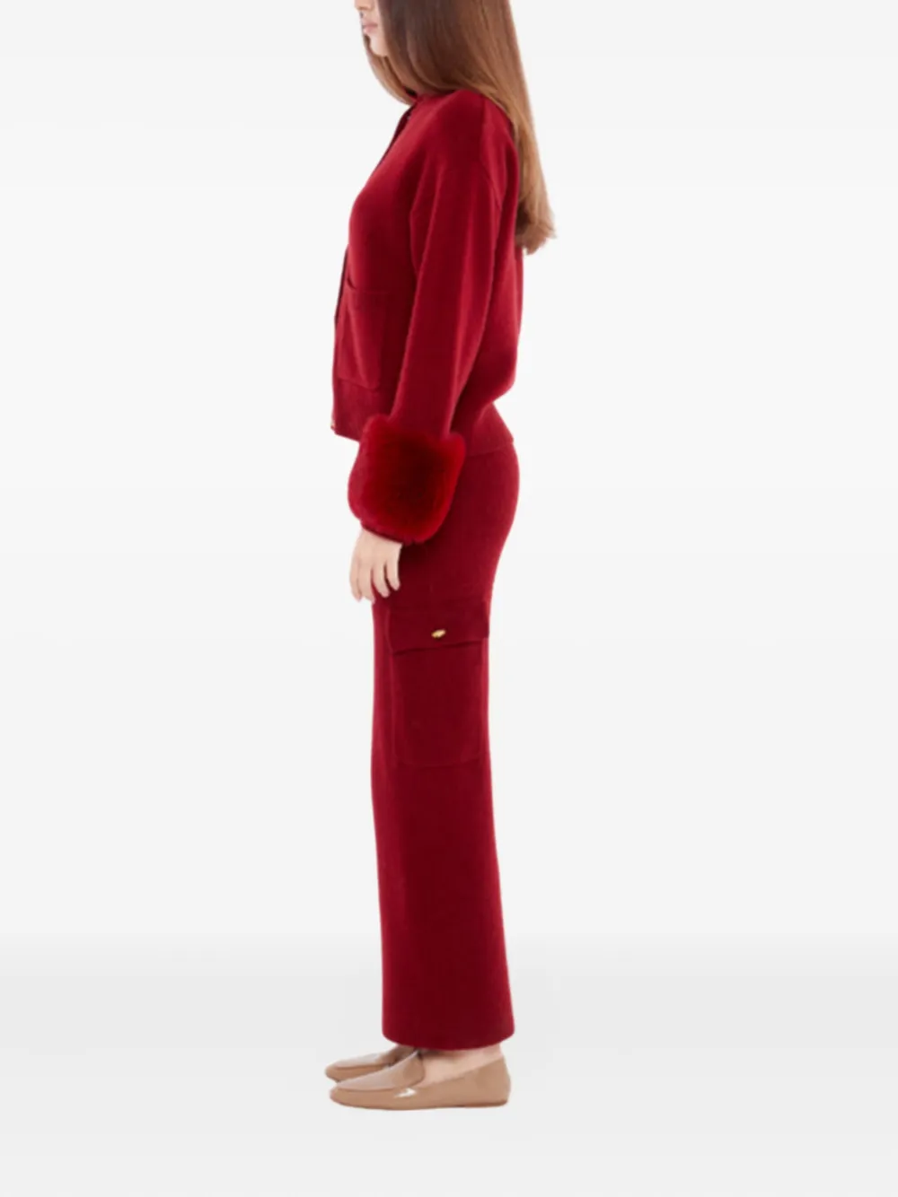 Izaak Azanei Knitted Cargo Trousers In Red
