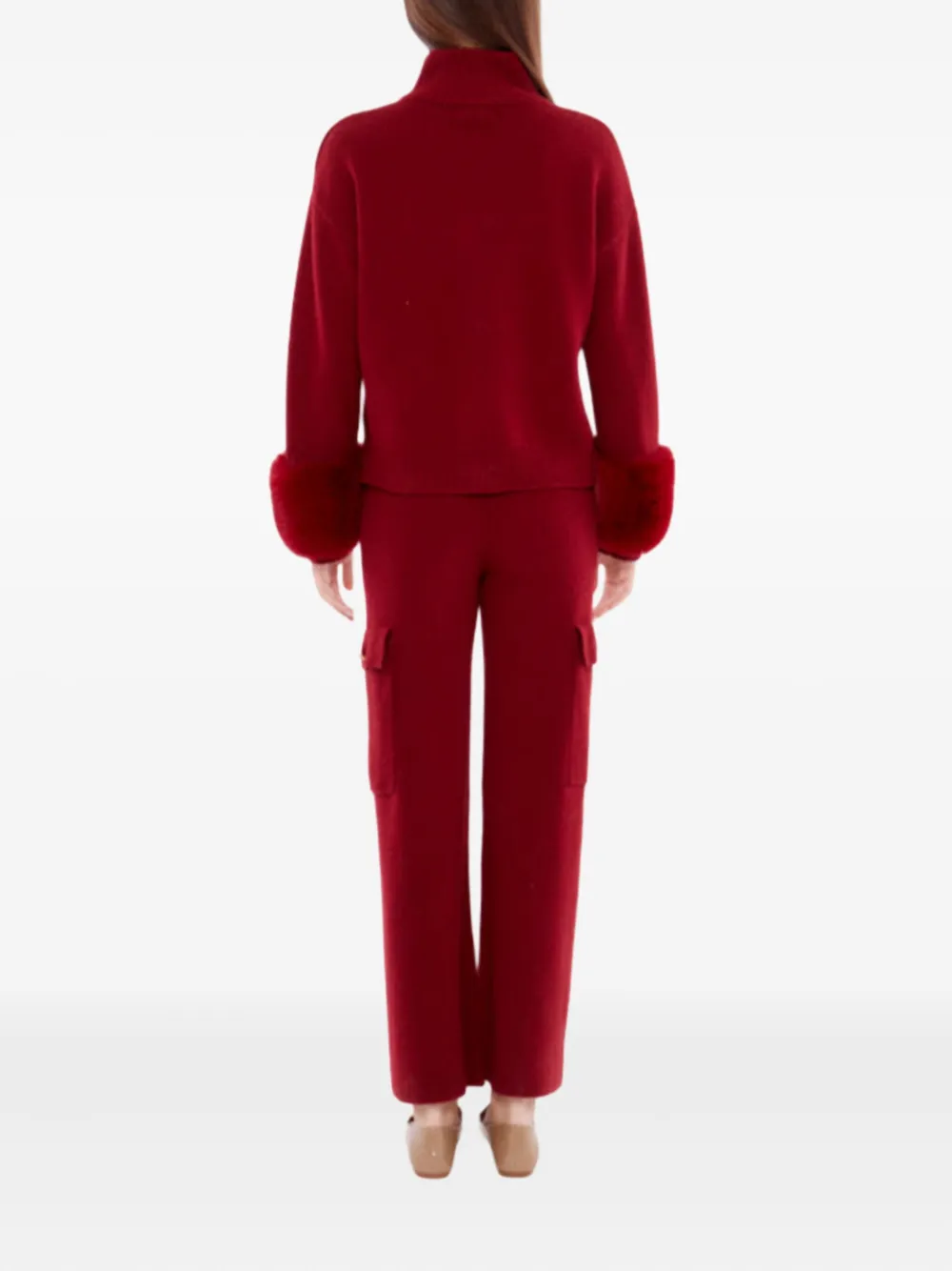 Izaak Azanei Knitted Cargo Trousers In Red