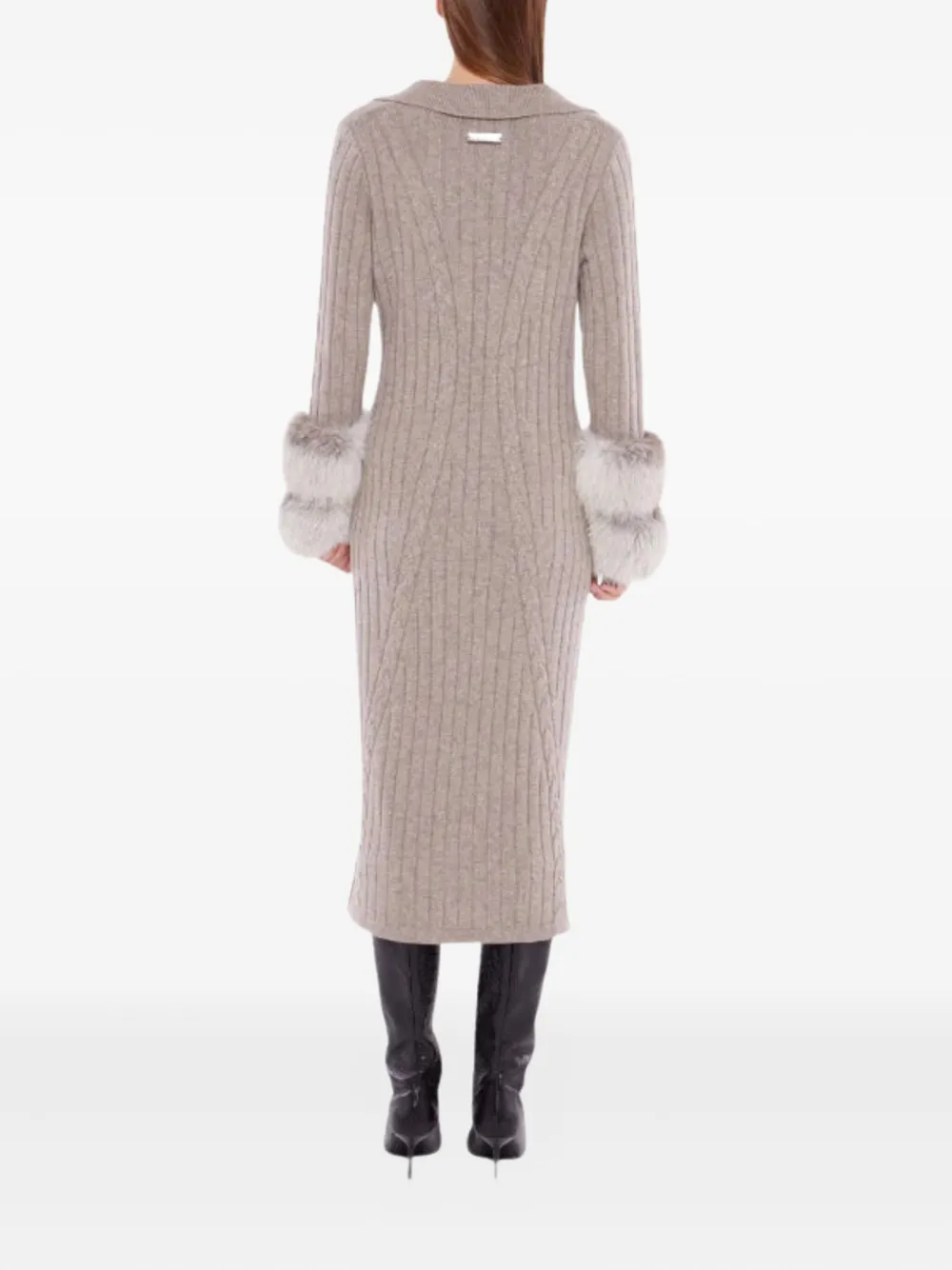 Izaak Azanei Cable Knit Midi Dress In Neutral