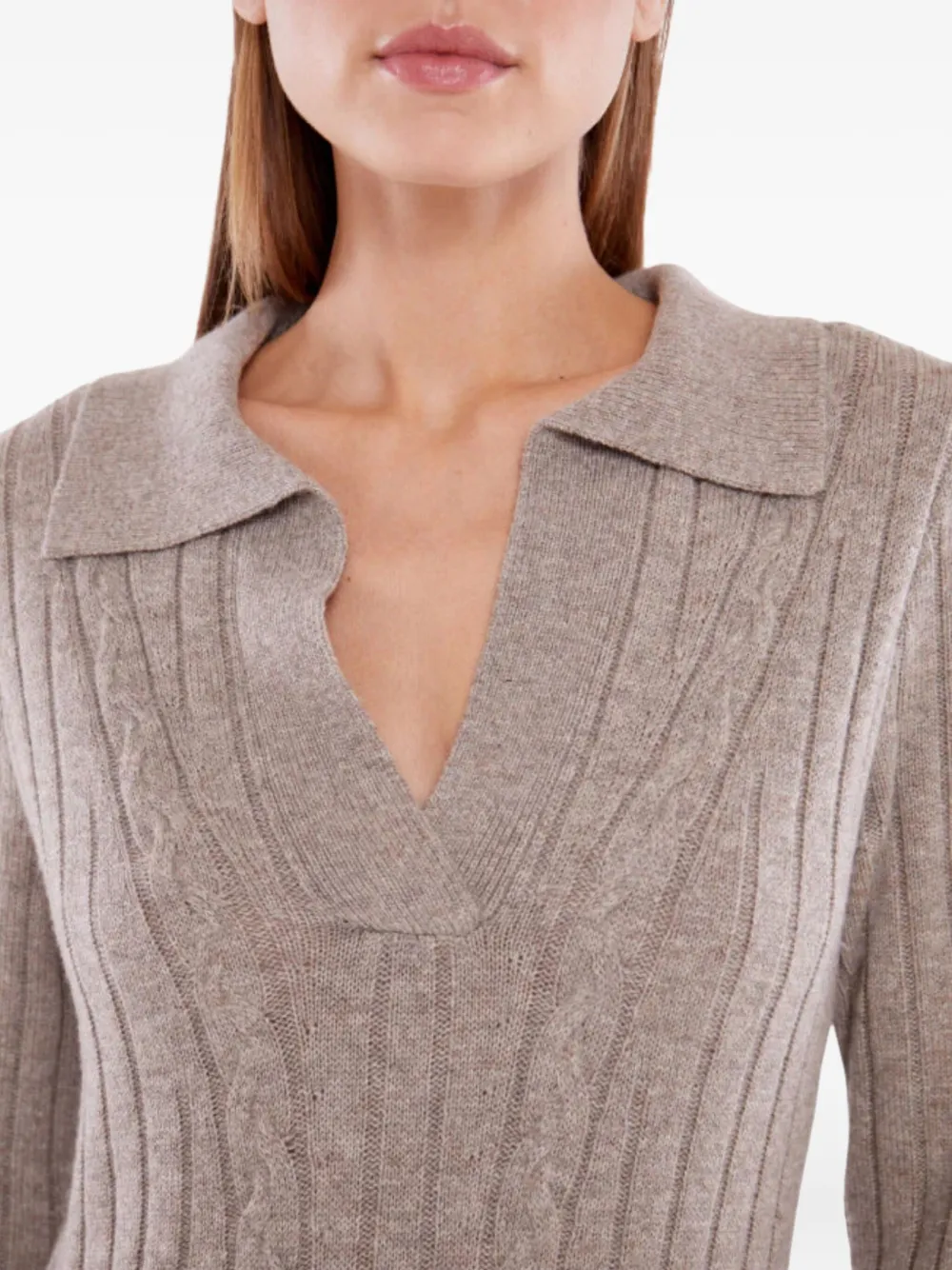 Izaak Azanei Cable Knit Midi Dress In Neutral