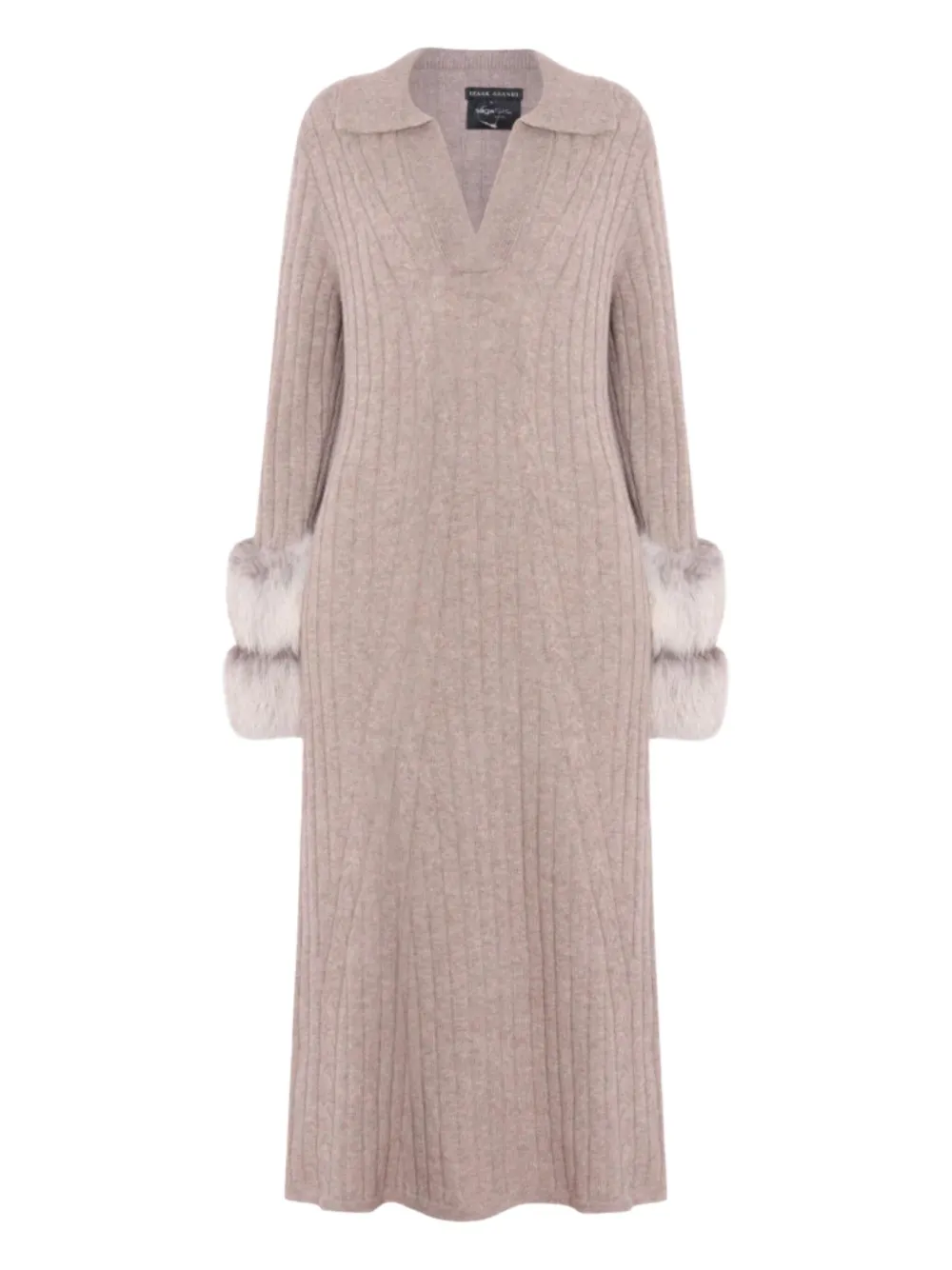 Izaak Azanei Cable Knit Midi Dress In Neutral