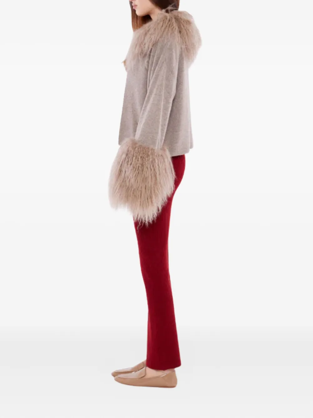 Izaak Azanei Jack met lammy kraag en manchetten Beige