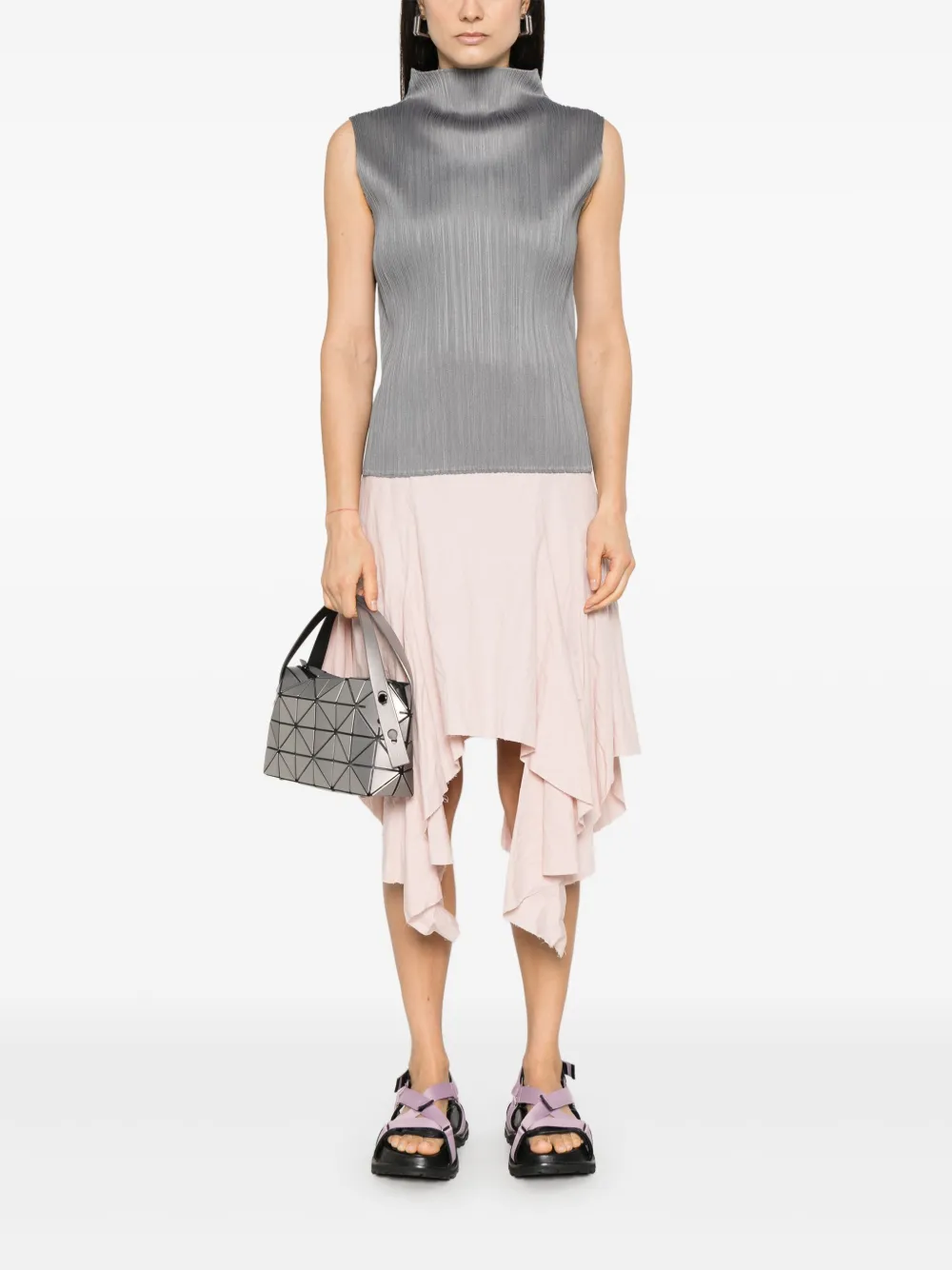 Pleats Please Issey Miyake Tanktop met print - Grijs