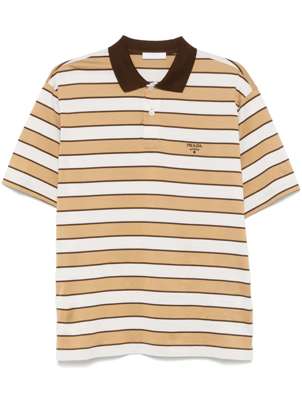 Prada Gestreiftes Poloshirt | Weiß | Image 1