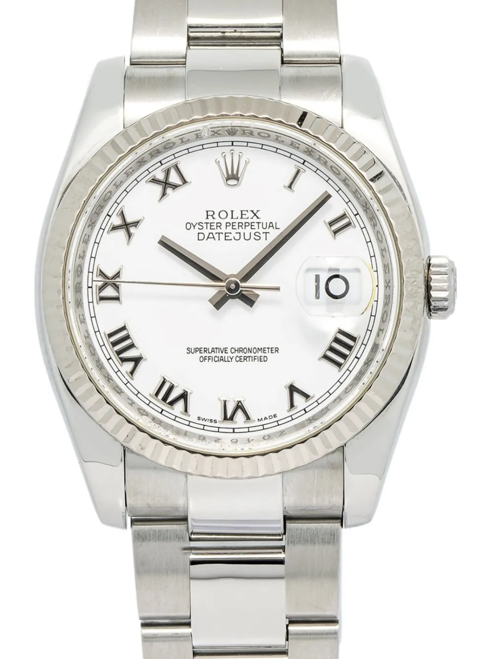 Pre-owned Rolex  Datejust 37mm In White