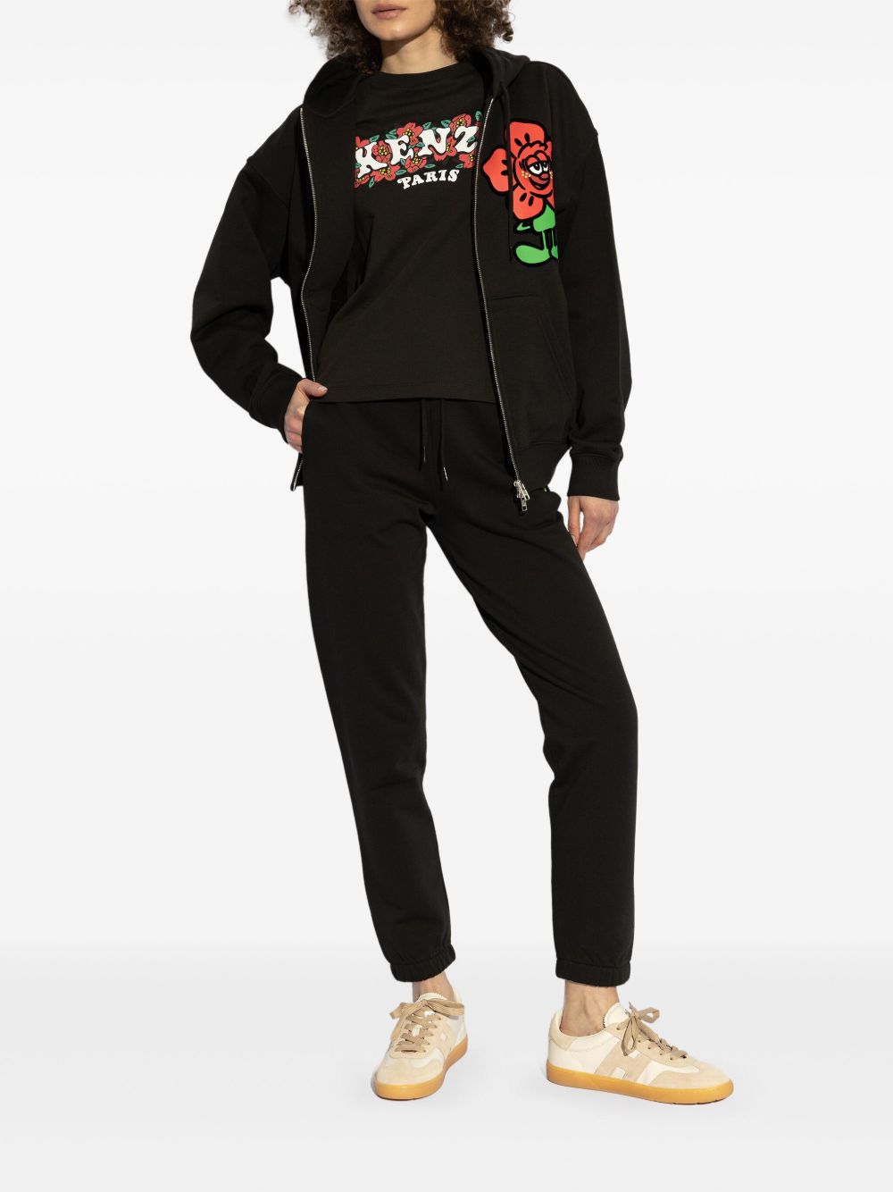 Kenzo floral-print hoodie - Zwart