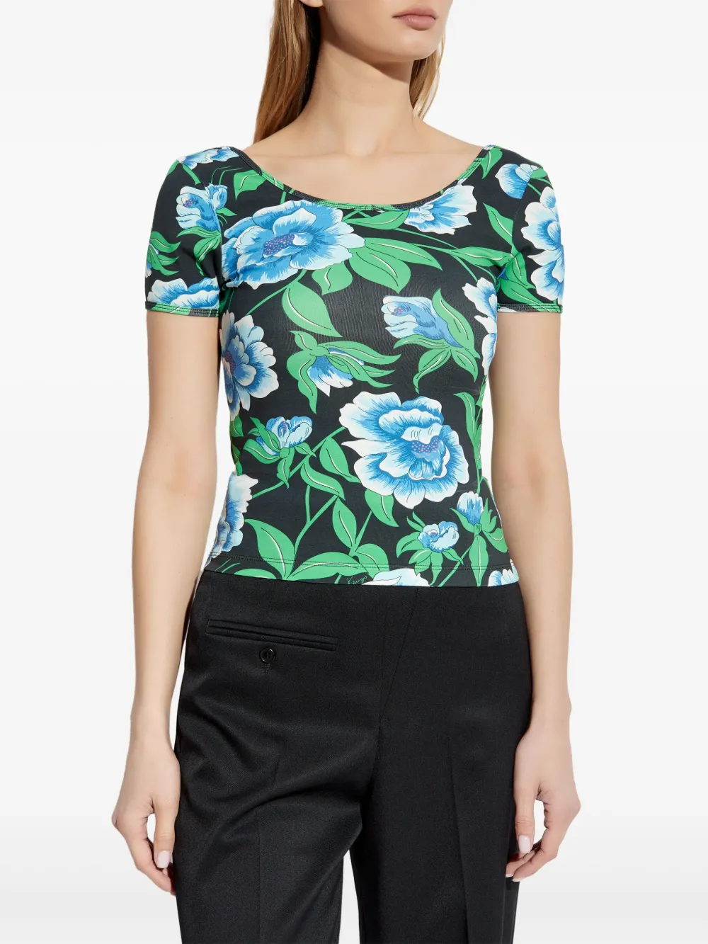 Kenzo floral-print T-shirt Zwart