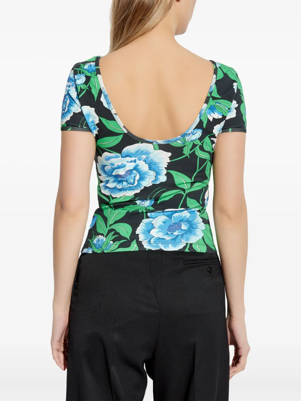 Kenzo floral-print T-shirt Zwart