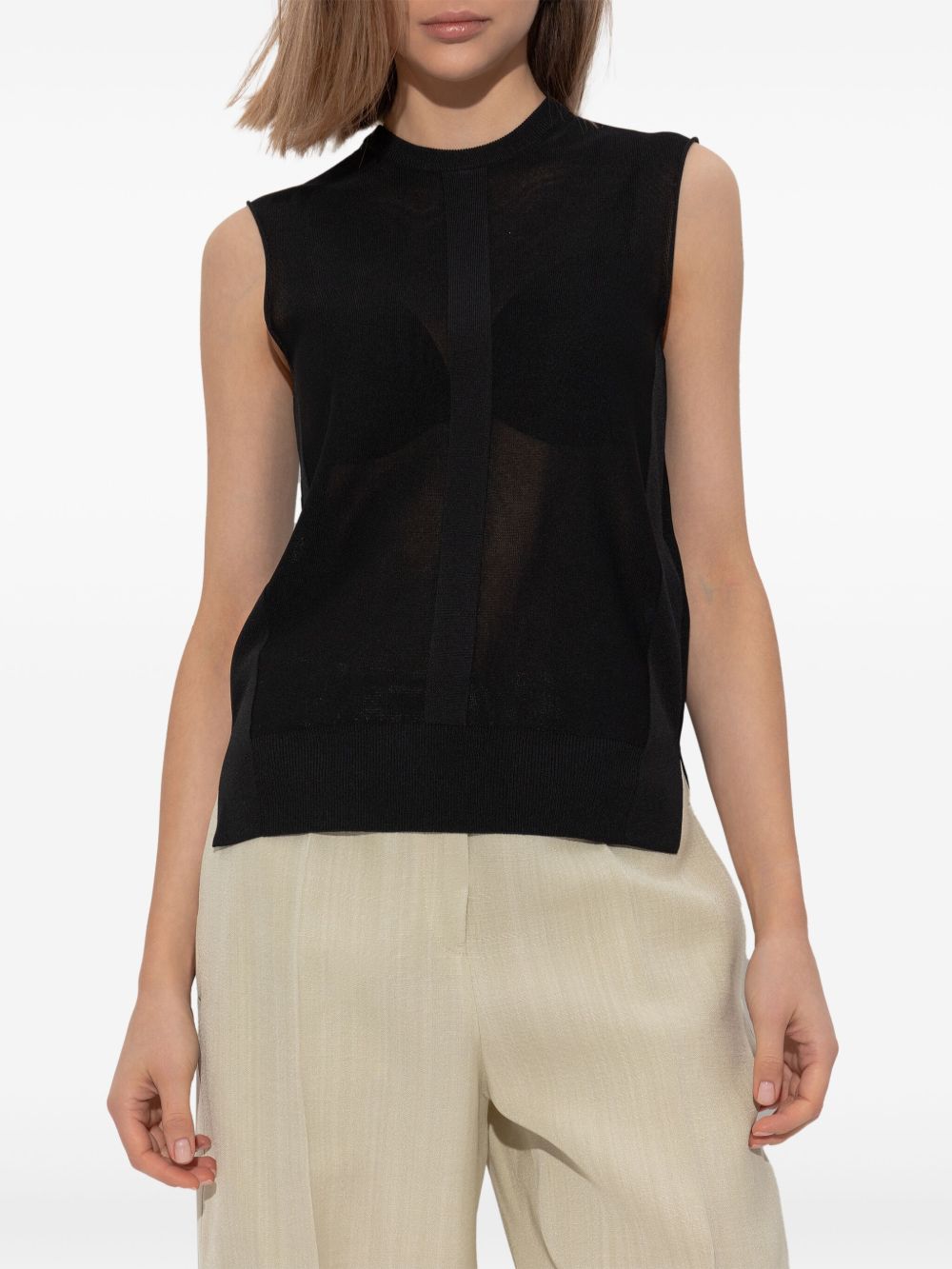 Jil Sander Top met ronde hals - Zwart