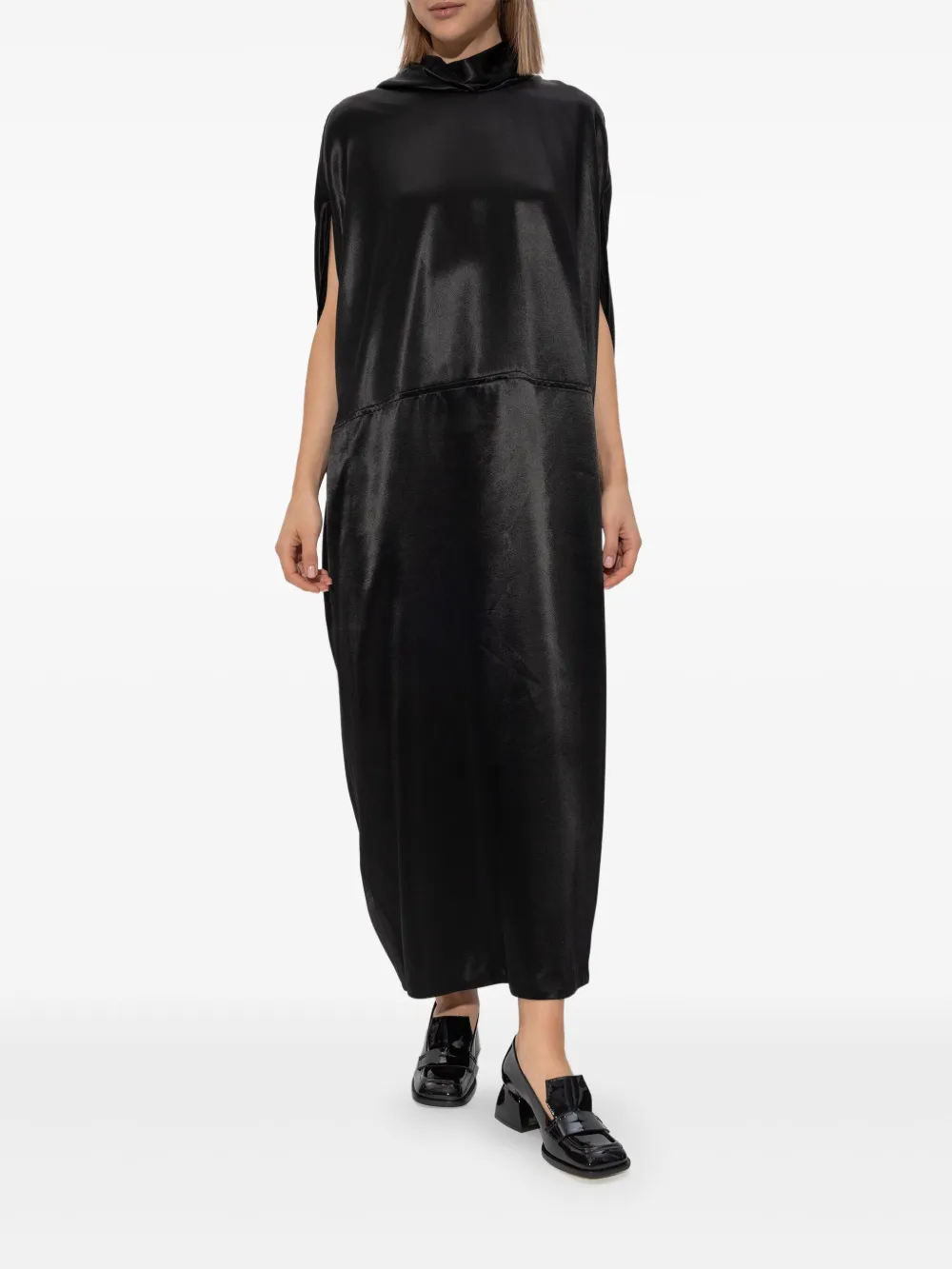 Jil Sander Satijnen cocktailjurk Zwart