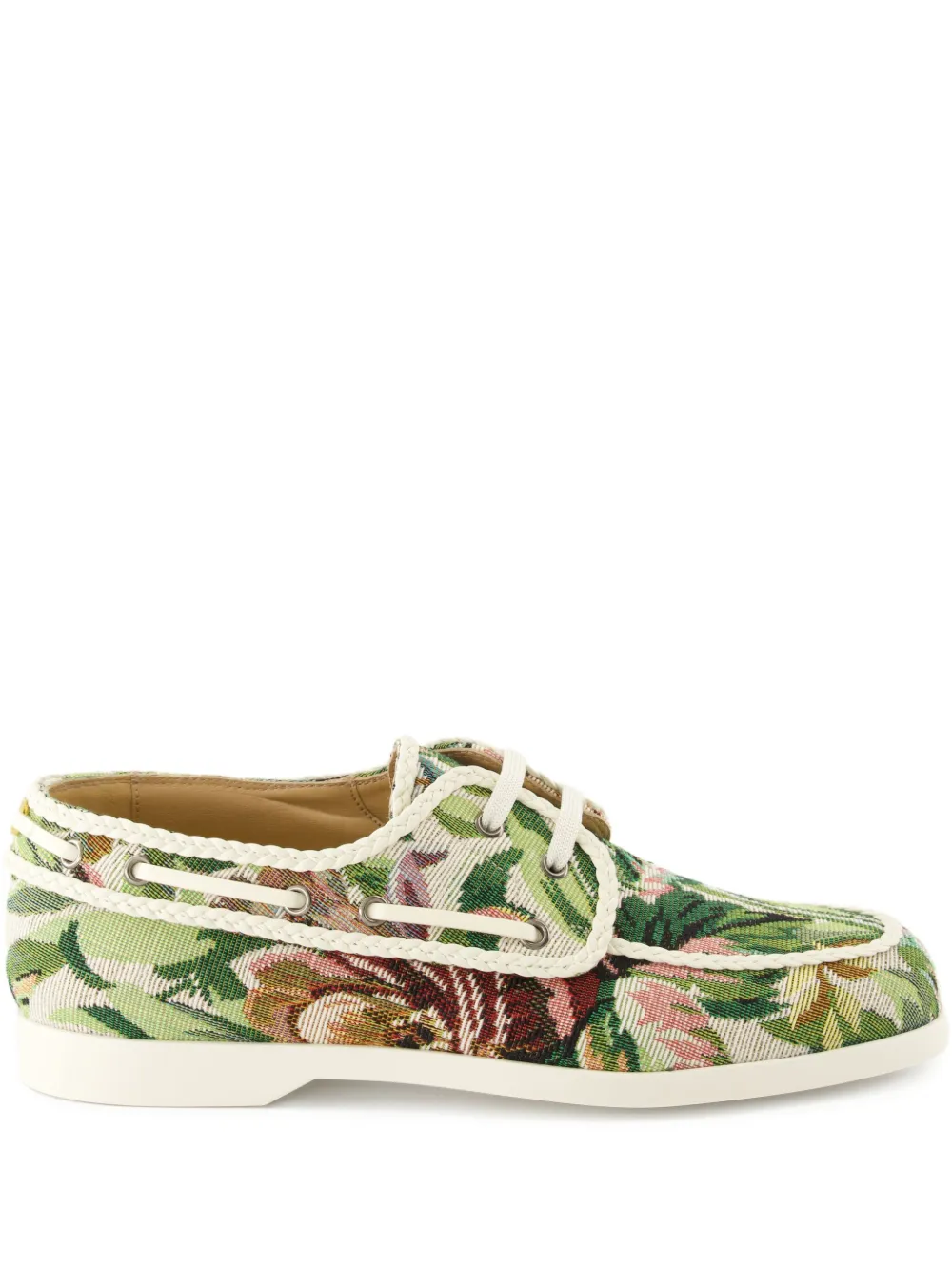 Valentino Garavani leather boat shoes Green
