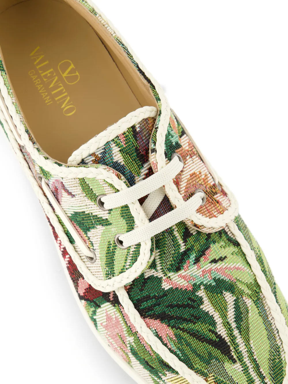 Valentino Garavani leather boat shoes Green