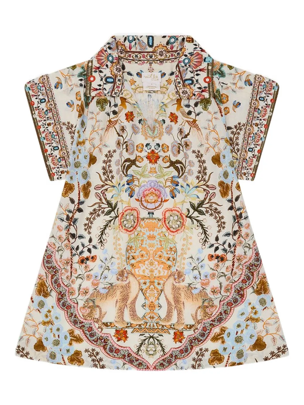 Camilla Kids floral-print collared shirt casual dress | Brown | Image 1