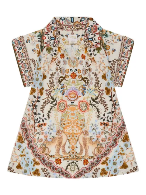 Camilla Kids floral-print collared shirt casual dress