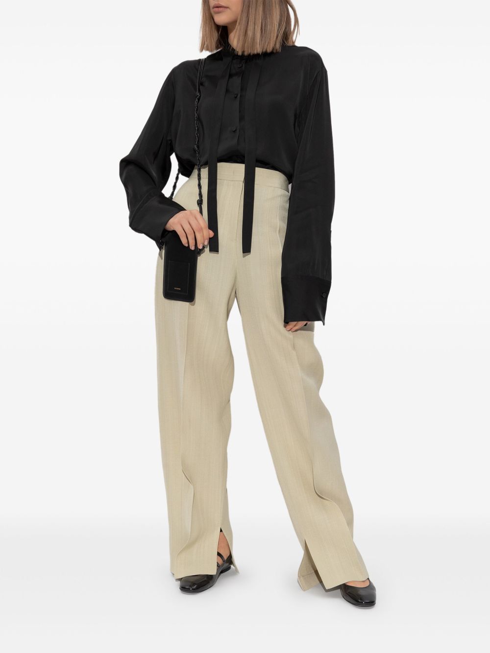 Jil Sander Blouse met strikkraag - Zwart